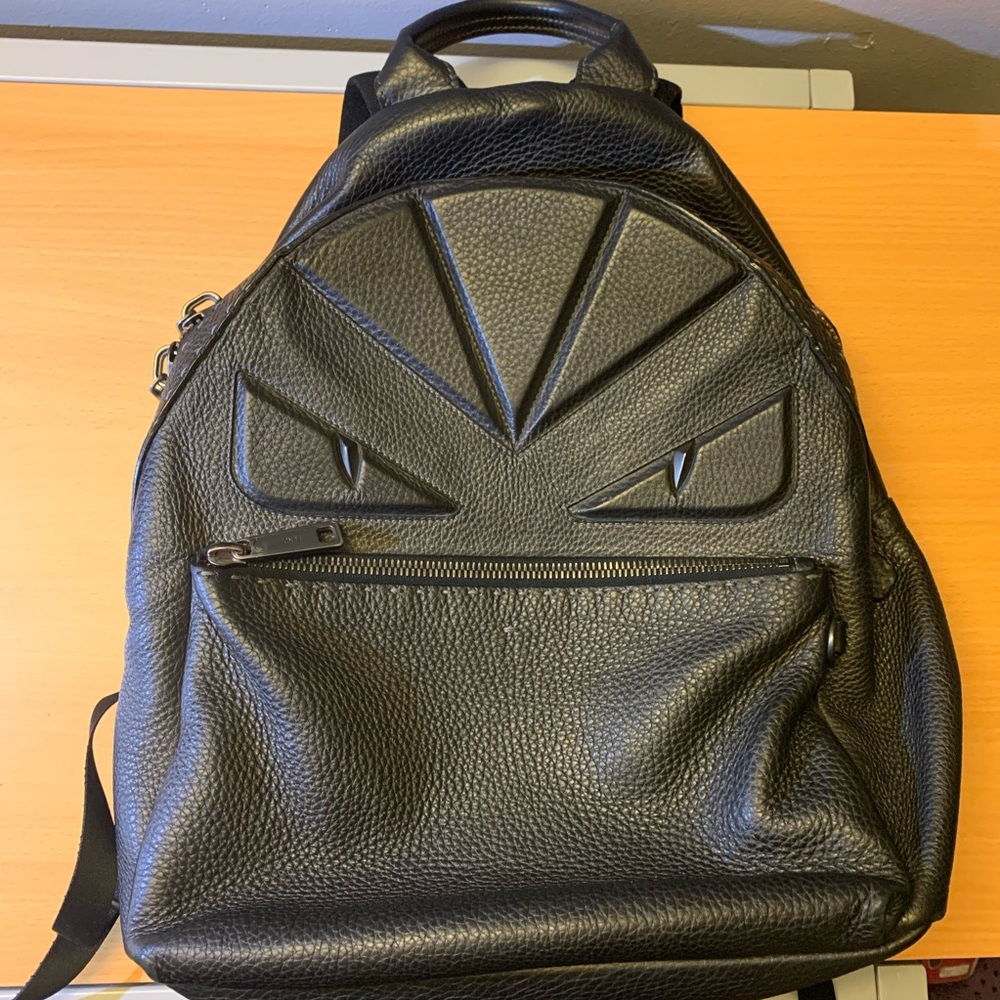 Fendi Black Leather Backpack (Very Rare Design)